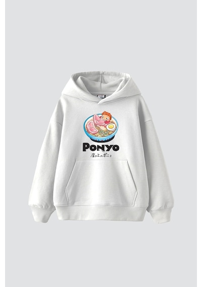 Tarzsokak Ponyo Baskılı Oversize Unisex Beyaz