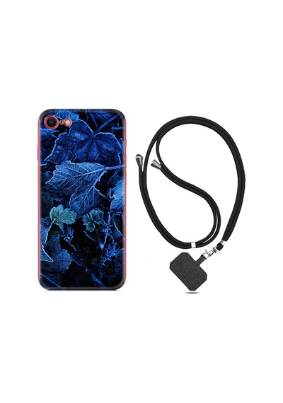 Apple Uyumlu iPhone 7 8 Kılıf Boyun Askılı Blue Foid 1628