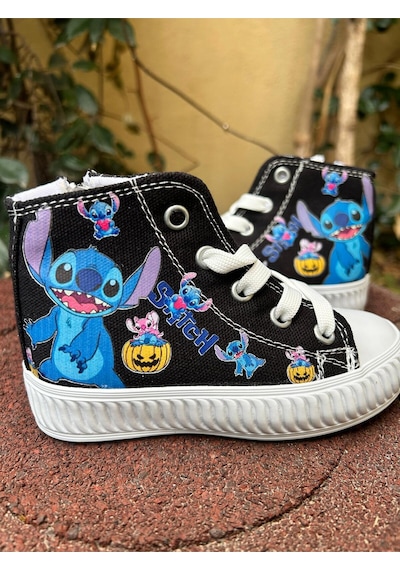 Scarpe Magiche Stıch Desenli Keten Bilekli Fermuarlı Çocuk Sneaker 31-35 Numara Arası Işıksızdır Siyah Scarpe Magiche Stıch Desenli Keten Bilekli Fermuarlı Çocuk Sneaker 31-35 Numara Arası Işıksızdır Siyah