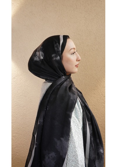 Mirsoy Scarf Safir Etnik Desen Şal Siyah