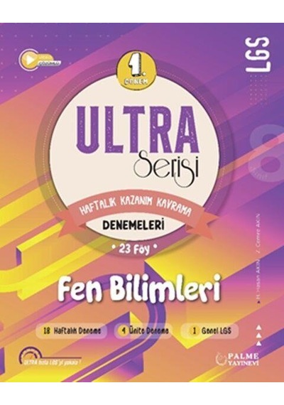 8. Sınıf LGS Fen Bilimleri 1. Dönem Ultra Serisi Denemeleri Palme Yayınları