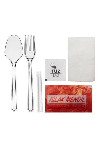 6'lı Lüx Set-kaşık+çatal+ıslak Mendil+kurdan+peçete+tuz 1pk-10adt