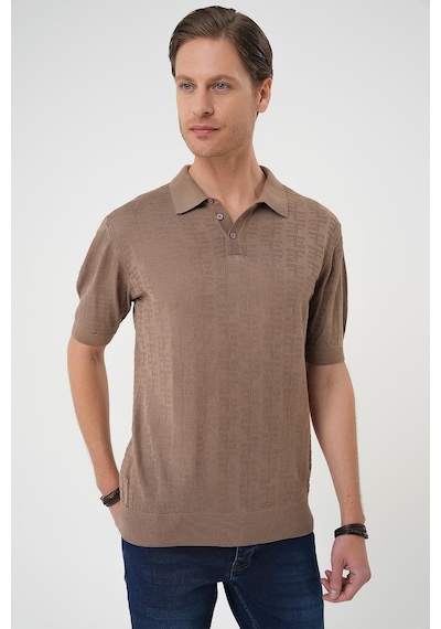 Efor Comfort Fit Polo Yaka Pamuklu Kısa Kol Casual Vizon Triko Tişört Tr 880 Vizon