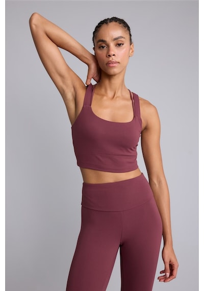 Defacto Orta Destekli Bisiklet Yaka Çift Askılı Crop Sporcu Bra H5317ax26aubr93 Bordo-br93