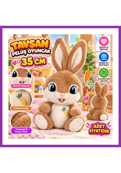Bezos 10012 Tavşan Peluş 35cm Oyuncak Peluş Bty Çok Renkli