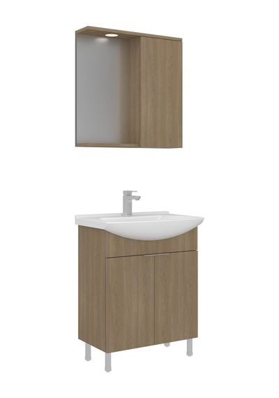 Orka Purus 65 Cm Budva Spot Aynalı Banyo Dolabı Takım Ayaklı Beyaz