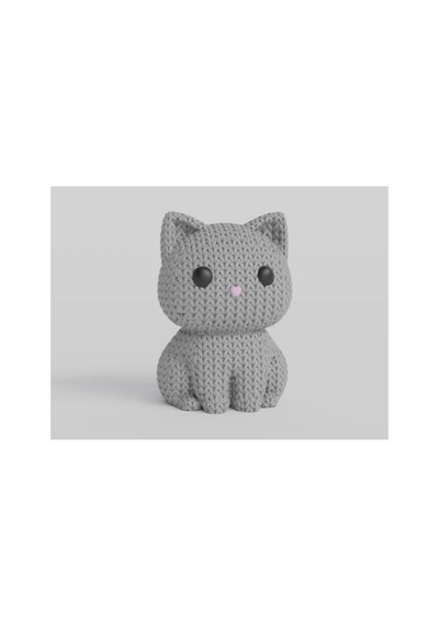 Tatlı Örgü Desenli Kedi Figürü
