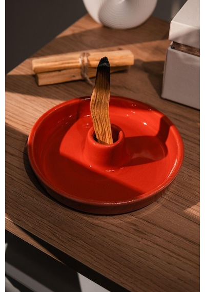 Kırmızı Özel El Yapımı Palo Santo Tütsülük Ve 2 Adet Palo Santo Seti-3177