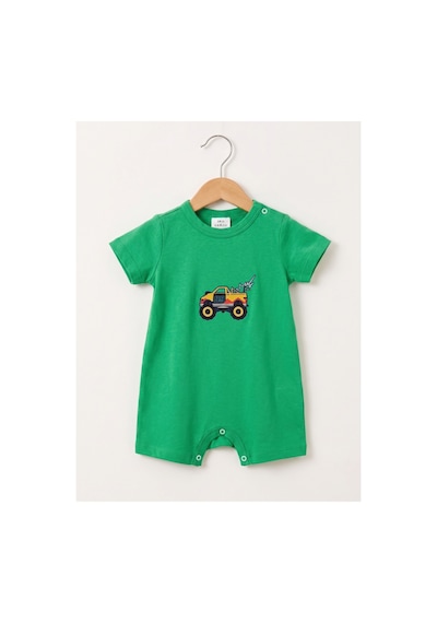 Fuar Baby Miniklere Özel Kız & Erkek Bebek Pamuklu Kısa Paça Tulum Yeşil Araba Desenli Fuar Baby Miniklere Özel Kız & Erkek Bebek Pamuklu Kısa Paça Tulum Yeşil Araba Desenli