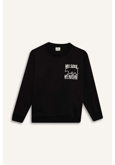 DeFacto Erkek Çocuk Bisiklet Yaka Sırt Baskılı İçi Yumuşak Tüylü Sweatshirt D6227A824CWBK81 DeFacto Erkek Çocuk Bisiklet Yaka Sırt Baskılı İçi Yumuşak Tüylü Sweatshirt D6227A824CWBK81