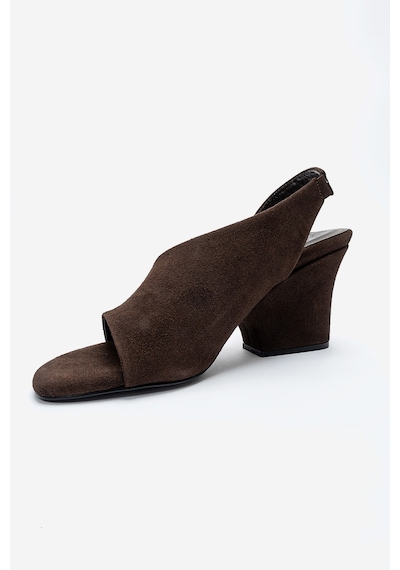 Luvishoes Zyra Kahverengi Süet Kadın Dolgu Topuklu Ayakkabı