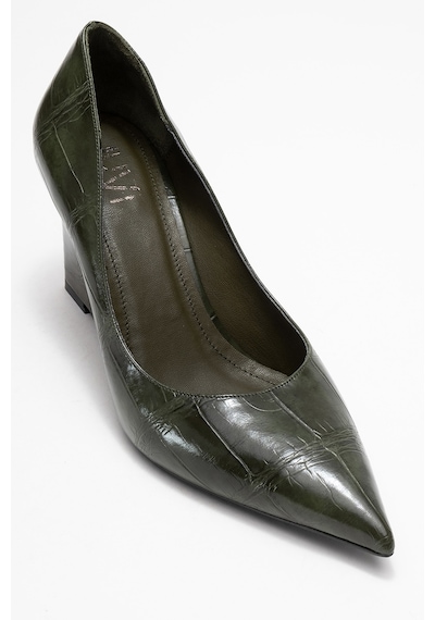 Luvishoes Luvi Shoes Puera Yeşil Baskı Sivri Burunlu Kadın Dolgu Topuklu Ayakkabı Yeşil