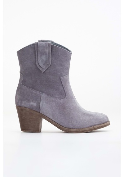 Analin Shoes Kadın Hakiki Deri Western Kovboy Bot Gri Süet