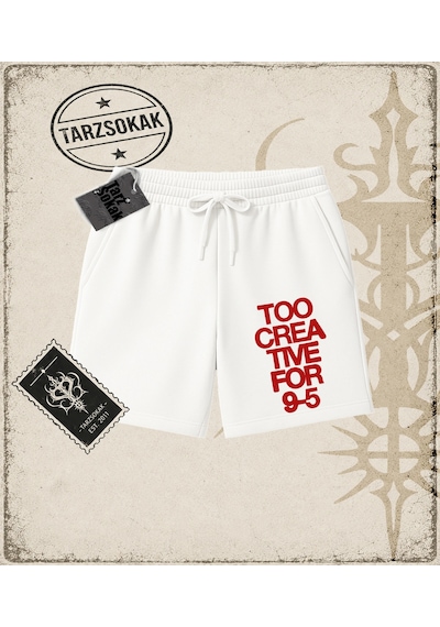 Tarzsokak Gotik & Grunge Streetwear Too Crea For 9 5 Unisex Şort Beyaz