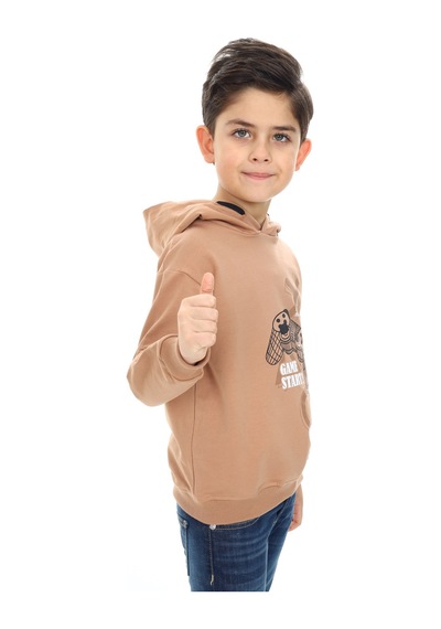 Toontoy Kids Toontoy Erkek Çocuk Relax Fit Kapüşonlu Cepli Düşük Omuz Baskılı Sweatshirt - 2 İplik Kahverengi Toontoy Kids Toontoy Erkek Çocuk Relax Fit Kapüşonlu Cepli Düşük Omuz Baskılı Sweatshirt - 2 İplik Kahverengi
