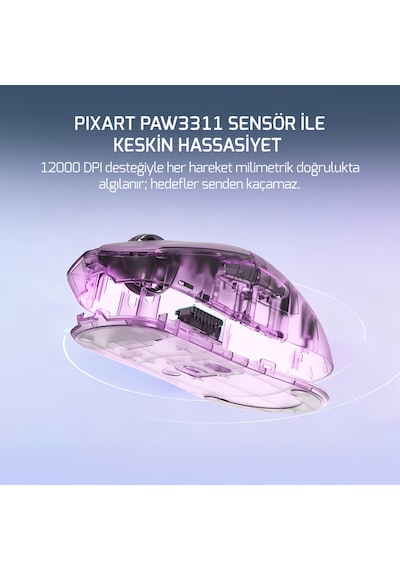 Gamepower Radus 12.000dpı Triple Mode Kablolu/bluetooth/2.4g Gaming Mouse -