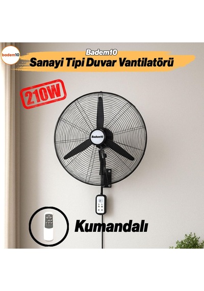 Ayrex Sanayi Tipi Kumandalı 75 Cm 210w Duvar Vantilatörü Endüstriyel Sessiz Duvara Monte Zincirli Fan