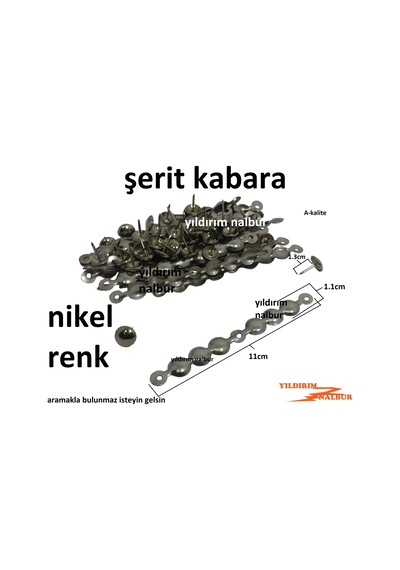 Paket 10 Metre Şerit Kabara Nikel Renk Raptiye Çivi Koltuk Çivisi