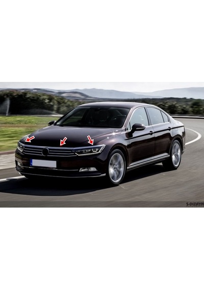 Volkswagen Passat B8 Krom Far Üst Çıtası 3 Parça