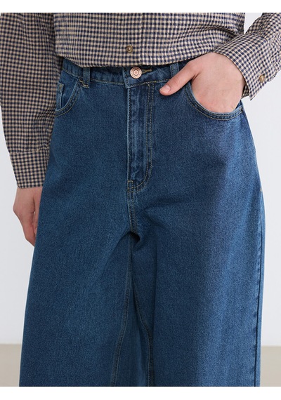 Lcw Modest İndigo Baggy Fit Kadın Jean Pantolon