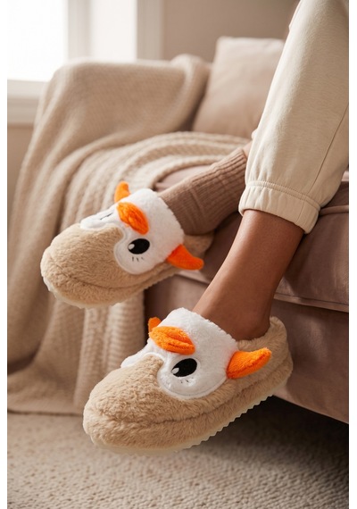 Stwenn Kadın Peluş Ev Terliği Penguen Desenli Kışlık Sıcak Tutan Kapalı Burun Yumuşak Tabanlı Rahat Pandufu Vizon Stwenn Kadın Peluş Ev Terliği Penguen Desenli Kışlık Sıcak Tutan Kapalı Burun Yumuşak Tabanlı Rahat Pandufu Vizon