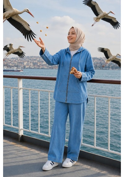 Hb Harma Time Butik Kadın Kapüşonlu Fermuarlı İnce Kot Açık Mavi Tunik Pantolon Takım Açık Mavi Açık Mavi Hb Harma Time Butik Kadın Kapüşonlu Fermuarlı İnce Kot Açık Mavi Tunik Pantolon Takım Açık Mavi Açık Mavi