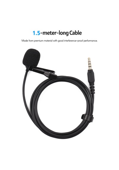 Mufunye Mini Klipsli Yaka Mikrofonu Yaka Kondansatör Mikrofonu 3.5mm Trrs Fişi 1.5m Kablo Rüzgarlıklı Akıllı