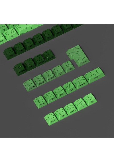 Mekanik Klavye -pbt Çift Baskı Keycap Seti- Çizgi Desenli 137 Tuşlu Yeşil - Siyah Tuş Takımı
