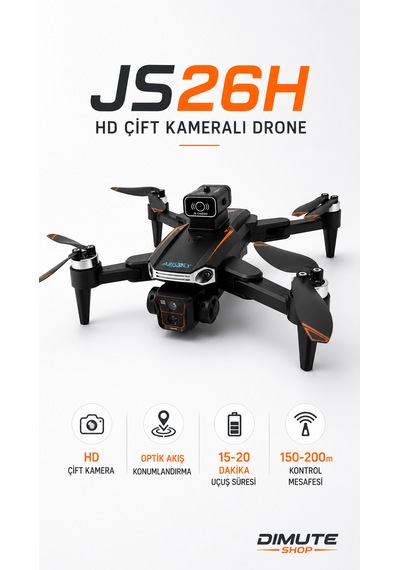 Js26h Drone Hd Çift Kameralı Optik Akış Konumlandırmalı Katlanabilir Akıllı Drone