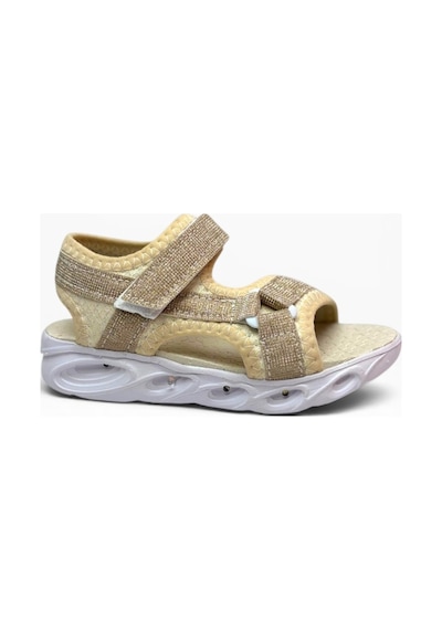 Arzen Bebe 229-26 Simli Işıklı Cırtlı Anatomik Kız Çocuk Sandalet 26-30 Altın