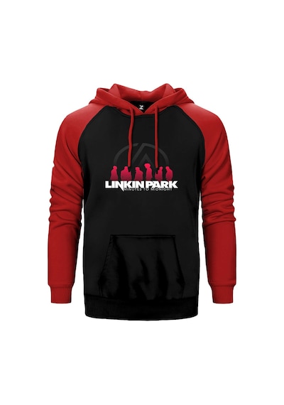 Linkin Park Minutes To Midnight Kırmızı Renk Reglan Kol Kapşonlu Sweatshirt Kırmızı