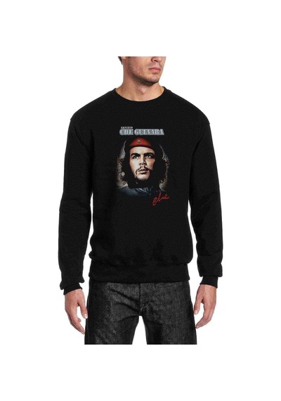 Ernesto Che Guevara Baskılı Siyah Erkek Örme Sweatshirt