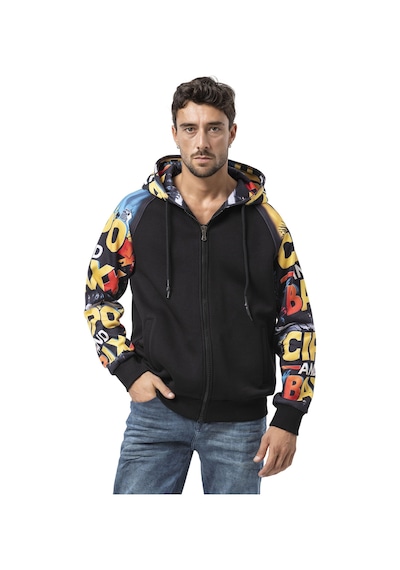 Cipo & Baxx Cl589 Erkek Hoodie Sweatshirt Modern Baskılı, Kapüşonlu, Rahat Kesim Mevsimlik Sweatshirt Siyah