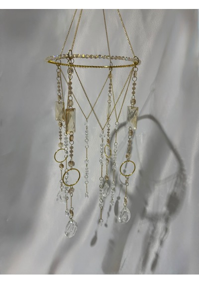 Gold Kristal Güneş Yakalayıcı Suncatcher Özel Kesim Kristal Pencere Süsü Ve Çok Amaçlı Avize Tek Parça