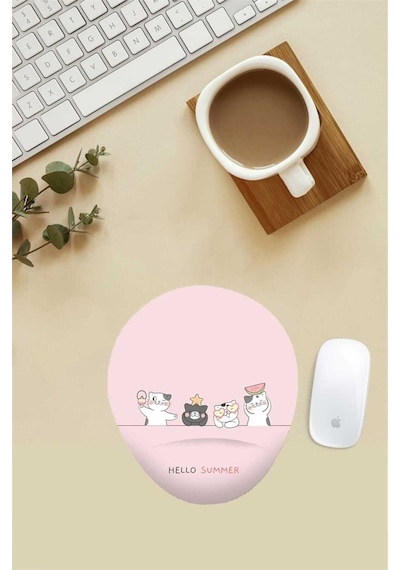 Hello Summer Cats Desenli Bilek Destekli Mouse Pad Mousepad