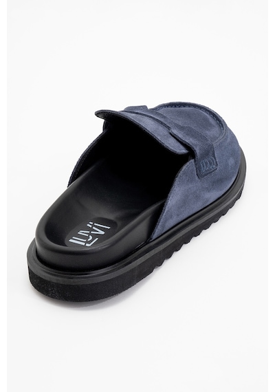 Luvishoes Laven Lacivert Süet Hakiki Deri Kadın Terlik Lacivert