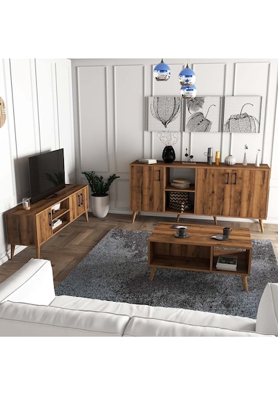 Exxen Ahşap Ayaklı Tv Ünitesi - Orta Sehpa - Konsol Seti Hat Rengi Set 1582-2072-1622 Exxen Ahşap Ayaklı Tv Ünitesi - Orta Sehpa - Konsol Seti Hat Rengi Set 1582-2072-1622