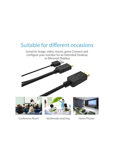Hdmi To Displayport 2 Metre Çevirici Dönüştürücü 4413P Adaptor Ka