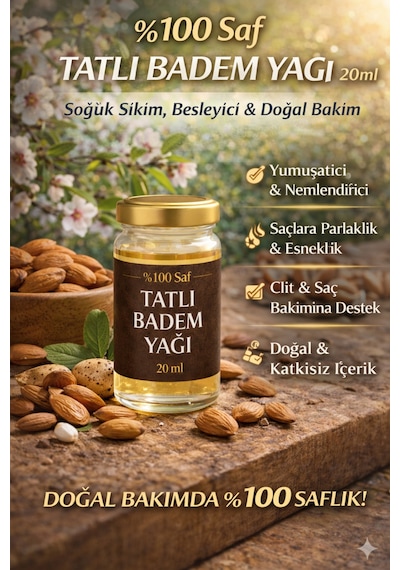 Life Tatlı Badem Yağı 20 Ml Katkısız Doğal İçerik - Soğuk Sıkım