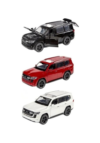 1:32 Metal Çek Bırak Lüks Arazi Aracı Toyota Land Cruiser Model Oyuncak Araba - Sesli Işıklı Siyah