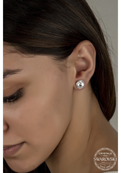 Union Swarovski Crystal Kadın Çivili Gümüş Küpe