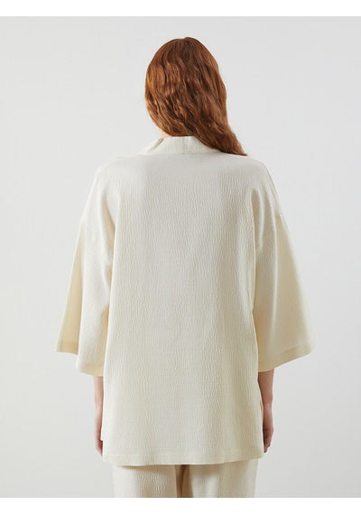 Lcw Vision Bej Şal Yaka Oversize Kadın Kimono