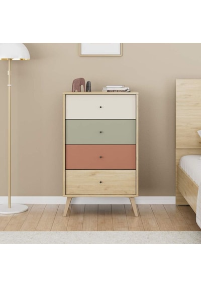 Adore Mobilya Terra  4 Çekmeceli Şifonyer-Florida Meşe/Karışık Renk 60 x 99 x 44 CM Meşe