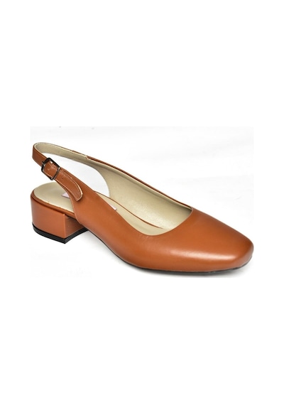 Fox Shoes S908040003 Taba Hakiki Deri Kalın Topuklu Kadın Ayakkabı Taba