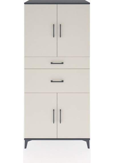 Hyperion Dolap 4 Raflı 2 Çekmeceli 4 Kapaklı 88x44x195 Antrasit-aytaşı Antrasit