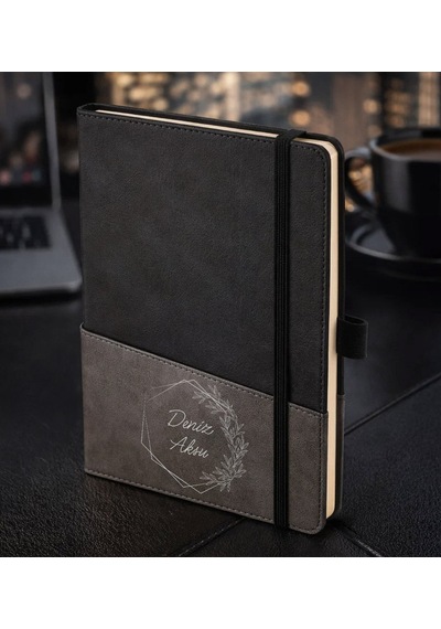 Bk Gift Kişiye Özel Siyah Termo Deri Defter -9, Kartvizit Bölmeli, Çizgili Ivory Kağıt Kobitmeyencom35990 Bk Gift