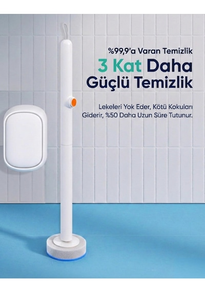 Özel Tuvalet Temizlik Seti - Kullan At - Sünger Başlıklı Temizlik Seti - Süngerli Tuvalet Fırçası Beyaz