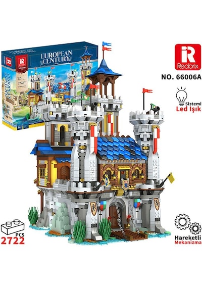 Reobrix 66006 Altın Aslan Kalesi Yaratıcı Yapı Blok Seti Building Blocks Golden Lion Castle -2722 Parça