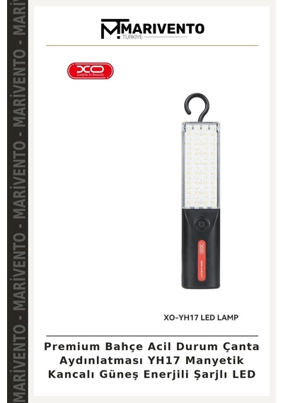 Premium Bahçe Acil Durum Çanta Aydınlatması Yh17 Manyetik Kancalı Güneş Enerjili Şarjlı Led