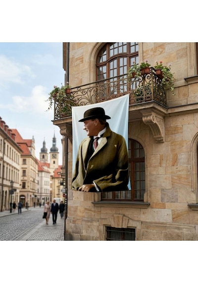 Sivil Mustafa Kemal Atatürk Poster Bayrak Premium Raşel Kumaş Ata18 Diğer